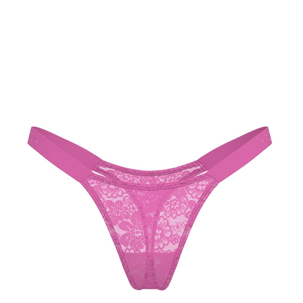 Lace Thong in Vibrant Pink